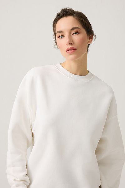 Los Ojos Ecru Wide Fit Crew Neck Sweatshirt Crew Neck