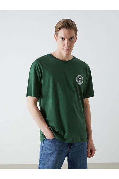 LC Waikiki Ανδρικό μπλουζάκι LCW Crew με κοντό μανίκι με εμπριμέ χτενισμένο βαμβάκι