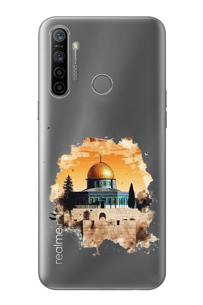 TechTree جراب سيليكون شفاف متوافق مع Realme 5i - 6i - C3 بتصميم المسجد الأقصى