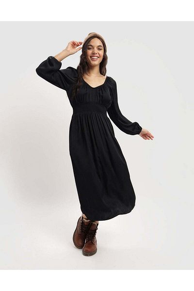 AMERICAN EAGLE Aerie Satin Sweetheart Midi Dress