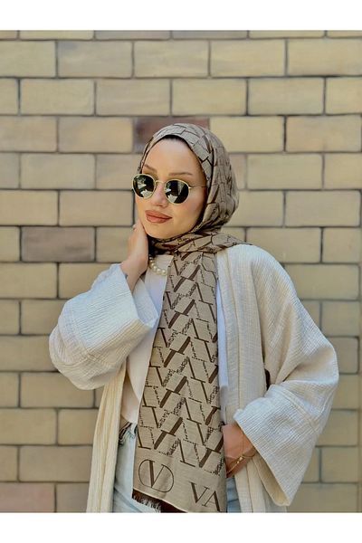 Oxygen Scarfs V Pattern Double Sided Cashmere Silk Shawl 44117