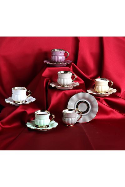 JUVIA Jv12750 Luxury Porcelain Coffee Set for 6 People