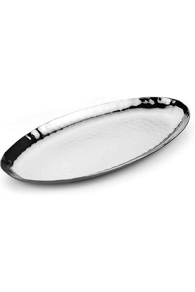 Kedge Stainless Steel Hammered Finish DLX Oval Platter, Small