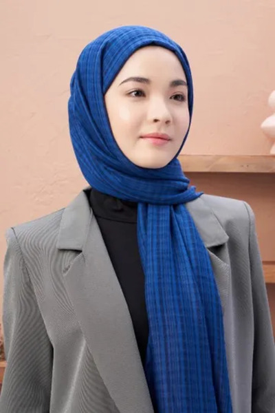 AMİNENESİL اللون النيلي Aminenesil Modakaşmir Misto شال قطن