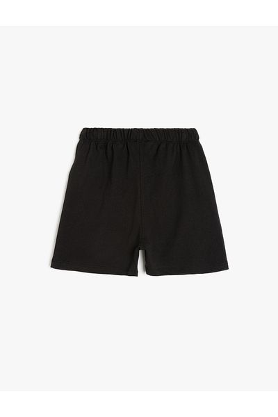 Koton Butterfly Printed Cotton Basic Shorts with Elastic Waist