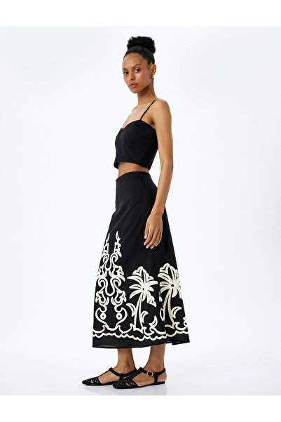 Koton Φούστα με φόδρα Loose Fit Ethnic με σχέδιο Midi Length Flared