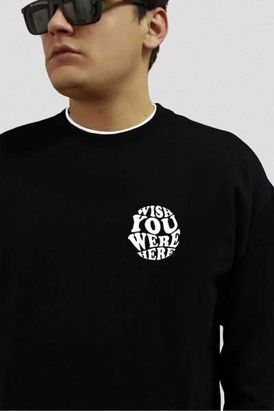 FANA Men's Sweatshirt Slogan Printed Wish You Were Here
