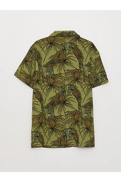 LC Waikiki Lcw Kids Green Print Short Sleeve Boy Shirt