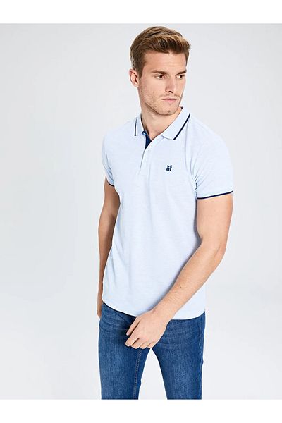 LC Waikiki Tricou LCWAIKIKI Basic Blue Polo Gât Basic cu mânecă scurtă Pique
