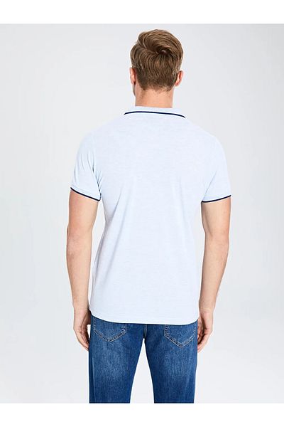 LC Waikiki Tricou LCWAIKIKI Basic Blue Polo Gât Basic cu mânecă scurtă Pique