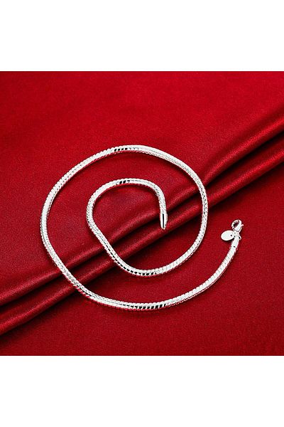 Choice 60cm and 20cm DOTEFFIL Silver Color 16/18/20/22/24/26/30 Inch Snake Chain Bracelet Necklace Sets For