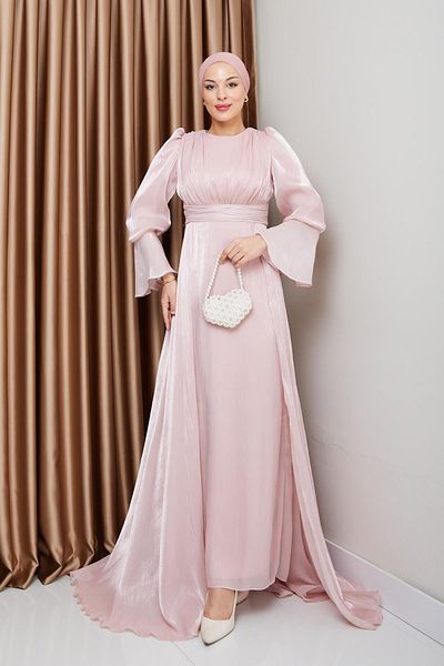 Olcay Silk Hijab Yoryo Abendkleid mit Rock - PUDRA 1235
