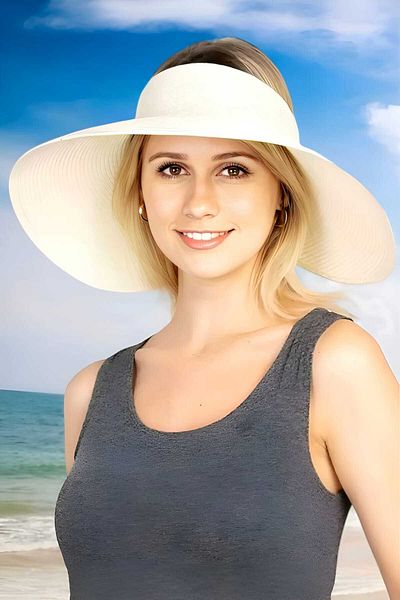 Trenderrs Women's Wide Brim UV Protection Bow Straw Visor Hat