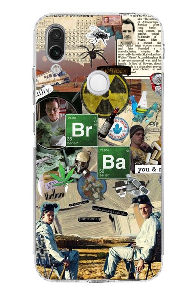 TechTree حافظة سيليكون شفافة متوافقة مع هاتف Redmi Note 7 Breaking Bad Collage