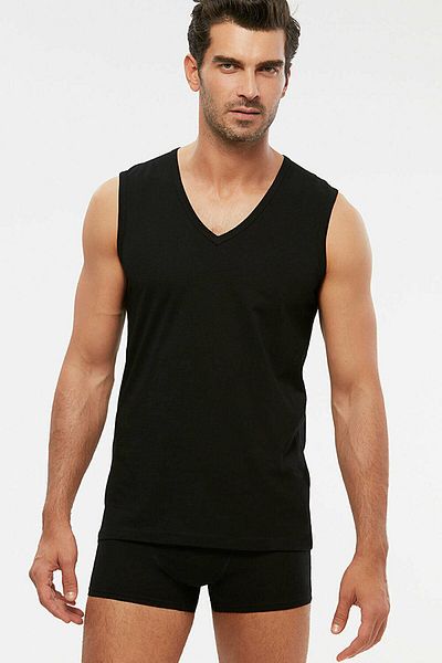 inkasole Men's Bamboo V-Neck Undershirt 601 Black