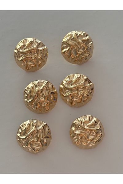 ODDA TASARIM ATÖLYESİ Top Wrinkled Model Light Gold Metal 6-Piece Button Set