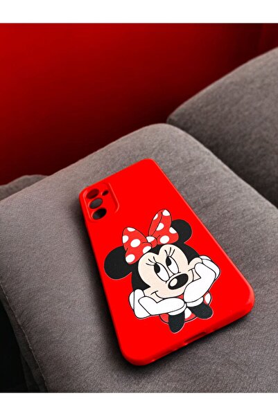 Merwish Hux Tpu Silicone Close Minnie Patterned Red Case for Samsung Galaxy A34 Camera Lens Protection