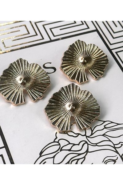 ODDA TASARIM ATÖLYESİ Custom Design Gold Flower Pattern Large Size Design Button 3Pcs(4cm)
