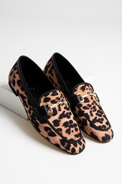 diclepolat Leopard Print Soft Chain Women's Loafer - Casual Shoes Renos