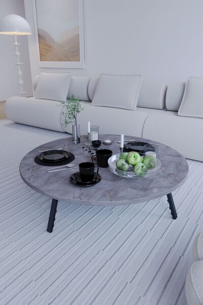 moka park avm Kozalak Yuvarlak Katlanabilir Ayaklı Yer Sofrası Mutfak Masası60 cm