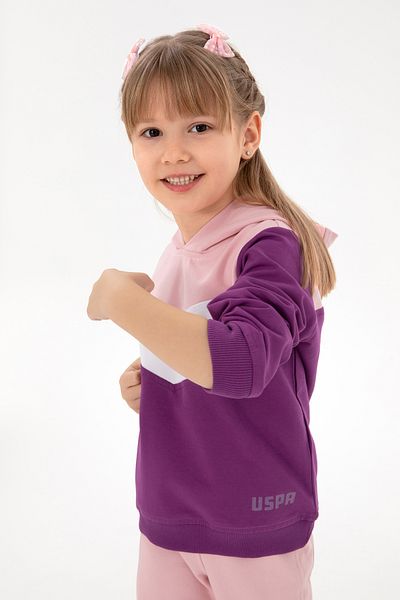 U.S. Polo Assn. Girl's Violet Hooded Sweatshirt 50296288 -Vr037