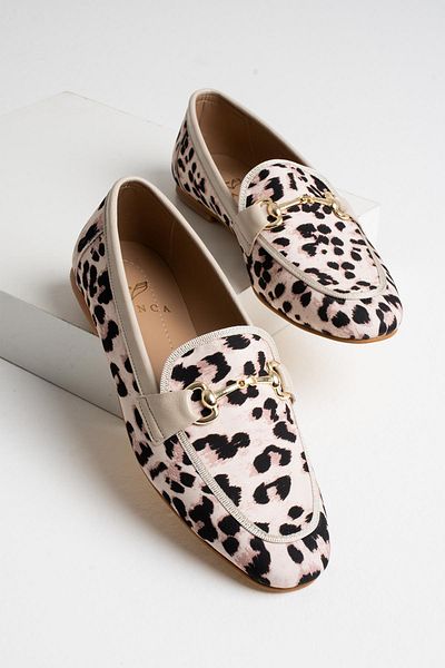 diclepolat Beige Leopard Print Soft Chain Women's Loafer - Casual Shoes Renos