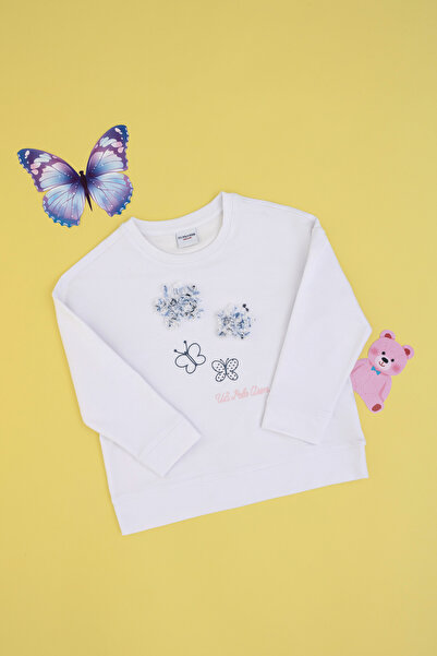 U.S. Polo Assn. Kız Çocuk Beyaz Bisiklet Yaka Sweatshirt 50298202-VR013