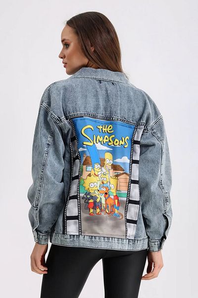 Hatun Atila Jachetă de blugi cu imprimeu Simpsons pe spate 7684