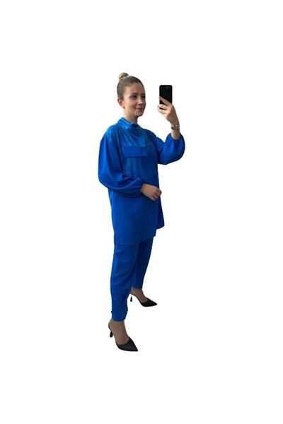 LOREEN FASHİON Asymmetric Cut Zippered Tunic and Trousers Set - Stylish Set of Two