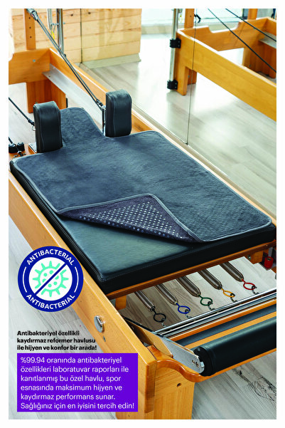 RAINBO Antibakteriyel Antrasit Pilates Reformer Havlusu, Nonslip Reformer Tow...