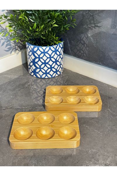 Janset Set of 2 Bamboo Egg Bowl and Bamboo Sauce Bowl