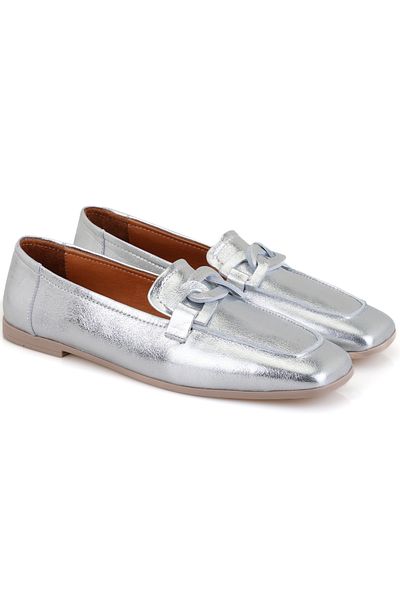 Desa Women's Silver Leather Loafer