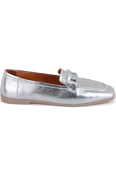 Desa Women's Silver Leather Loafer