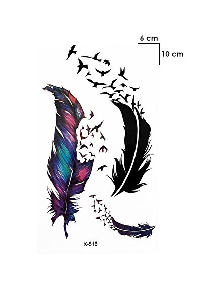 BiWini Tüy Ve Uçan Kuşlar Geçici Dövme Tattoo Bilek Kol Bacak Ve Göğüs Arası Erkek Kadın
