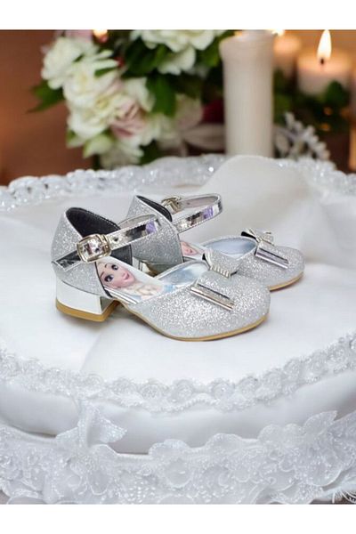PATİK BEBE Girl's Princess Mini-Heel Silver Color Stylish Evening Shoes