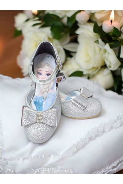 PATİK BEBE Girl's Princess Mini-Heel Silver Color Stylish Evening Shoes