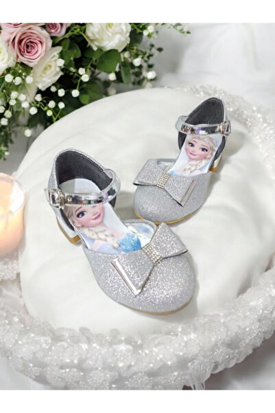 PATİK BEBE KIZ ÇOCUK PRENSES MİNİK TOPUKLU GÜMÜŞ RENKLİ ŞIK ABİYE AYAKKABI