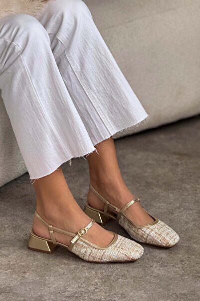 NİŞANTAŞI SHOES حذاء باليه نسائي من Harmony ملون بحزام عند أصابع القدم وكعب قصير