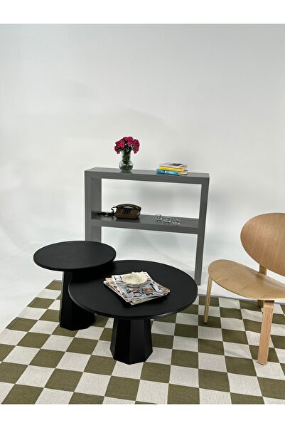 kuppdesign Lilyum Mantar Orta Sehpa Siyah Ikili Set