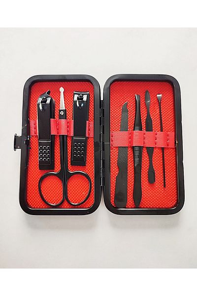 gaman Manicure and Pedicure Set with Stainless Steel Leather Bag - 7 Pieces No11