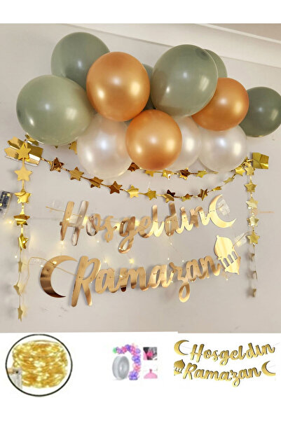 Hayaller Dükkanı Hoşgeldin Ramazan Yazılı 17 Parça Süsleme Seti 11 Ayın Sulta...