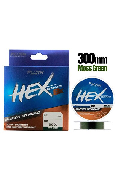 Fujin Moss Green Hex Braid PE Rope Fishing Line - 8x300mt