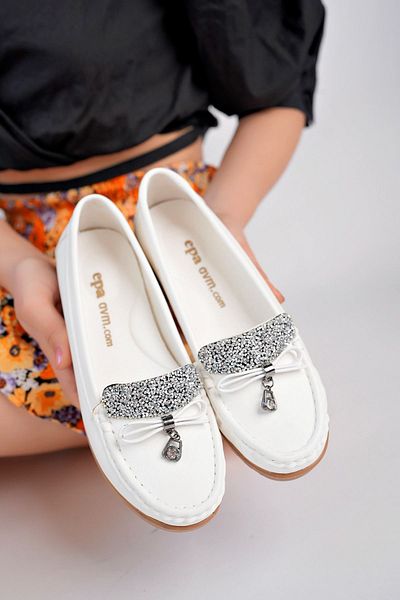 epaavm Wedge Heel White Skin Shoes