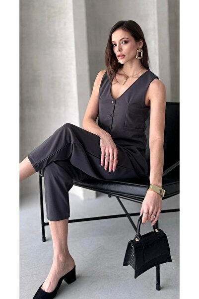 Paw Garage Γυναικείο κοστούμι παντελόνι Bianca σετ κοστούμι με γιλέκο , Γυναικείο κοστούμι παντελόνι 4 εποχών Scuba Crepe