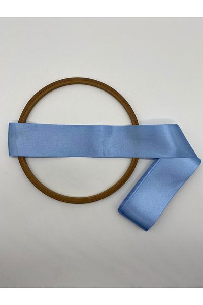 Ak Tuhafiye Panglică de satin albastră 6 cm, 10 metri bijuterii, satin lat și decolteu cu decorațiuni în pachet Nr.:21