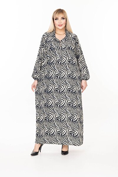 mervemoda γυναικείο μακρυμάνικο plus size υφαντό καλοκαιρινό μακρυμάνικο φόρεμα