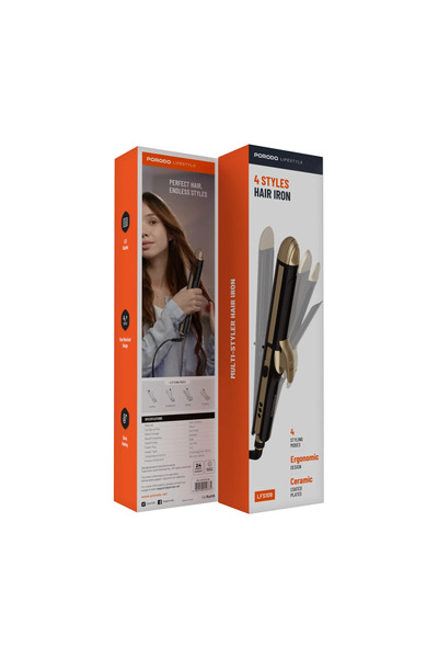 porodo مكواة تجعيد الشعر 4 في 1 - أسود