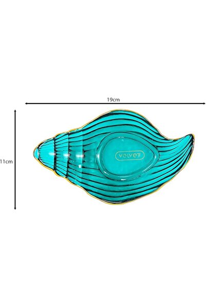 Winds Trading Ocean Starfish Shell Snack Plate, Crystal Clear Glass with Golden Edges (Blue)