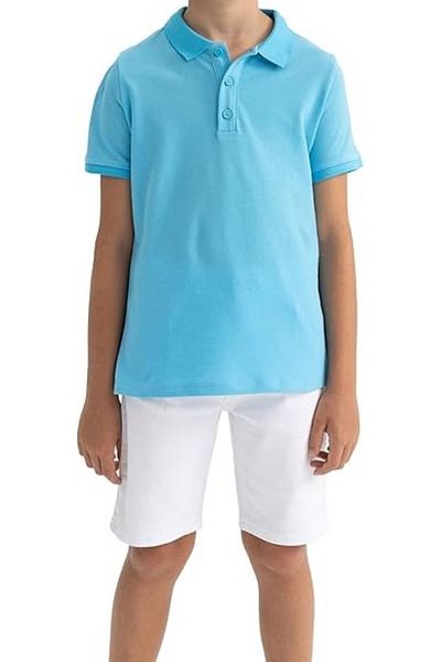 ROZELT Tricou albastru cu mânecă scurtă cu gât polo Lacoste School R.O.Z.O.KU.LT.E.L.T.