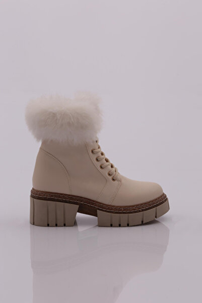 DGN Women's Thick Sole Laced Fur Boots 43783138